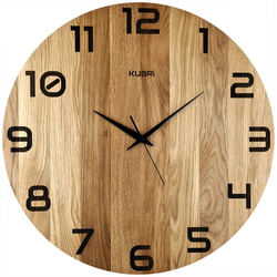 KUBRi HRC0127 - Dubové hodiny řízené signálem o průměru 60 cm s tichým chodem