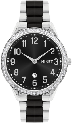 MINET Stříbrno-černé dámské hodinky AVENUE s čísly MWL5301