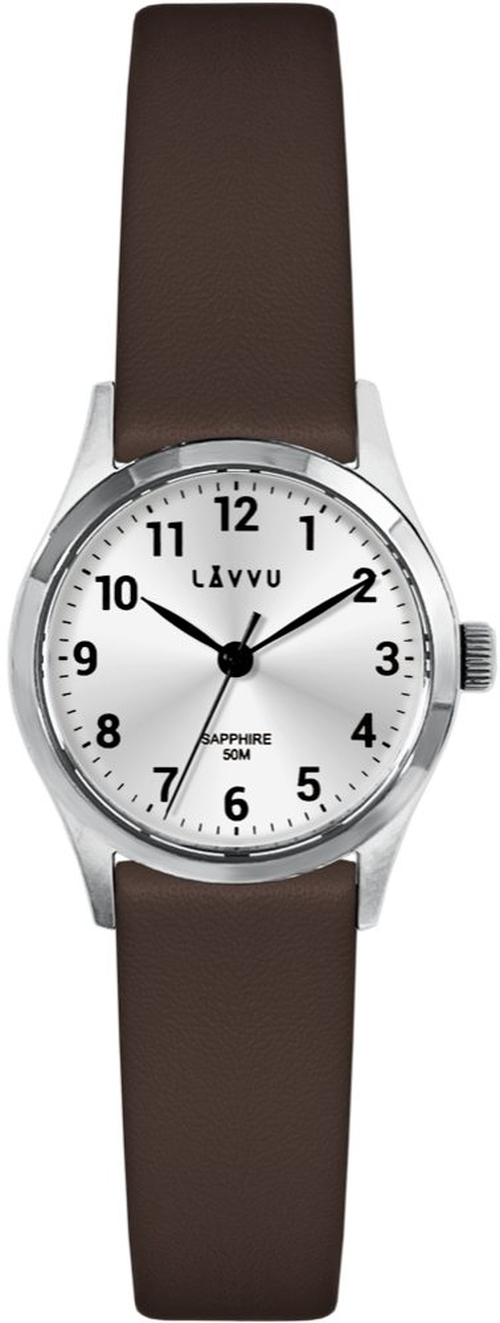 LAVVU Stříbrno-hnědé dámské hodinky SKIEN se safírovým sklíčkem