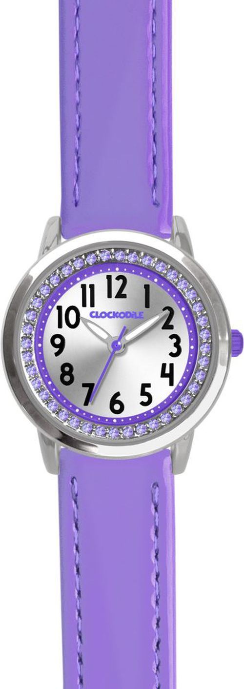 CLOCKODILE Fialové dívčí dětské hodinky s kamínky