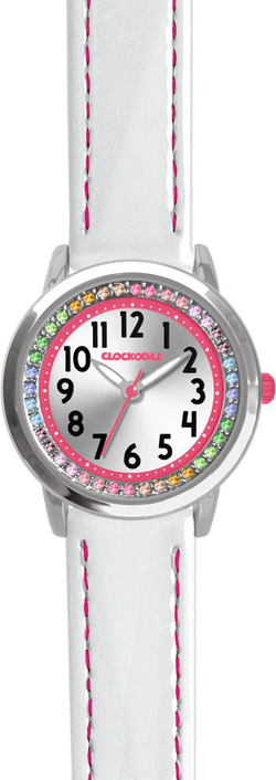 CLOCKODILE Bílé dívčí dětské hodinky s kamínky