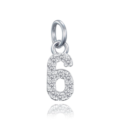 MINET Stříbrný přívěs číslice "6" vykládaný zirkony