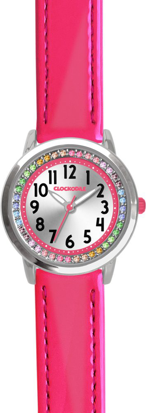 CLOCKODILE Tmavě růžové dívčí dětské hodinky s kamínky