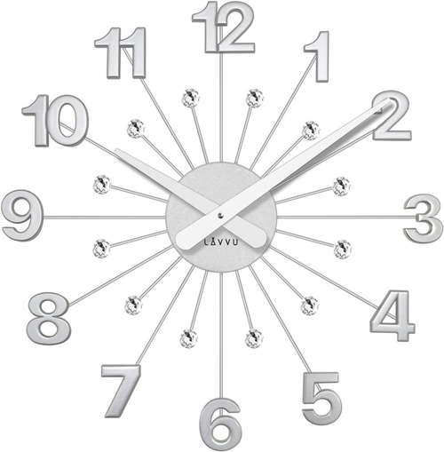 Lavvu LCT5010 - Stříbrné hodiny s kameny Nuance vyrobené v Čechách o průměru 49cm