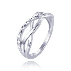 MINET Překřížený stříbrný broušený prsten