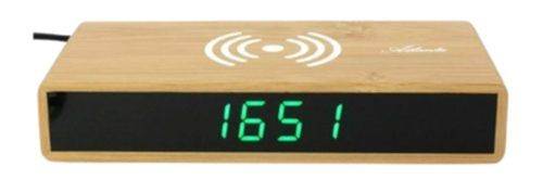 Atlanta 2603 - Digitální budík se zeleným LED displejem a bezdrátovým nabíjením pro telefon