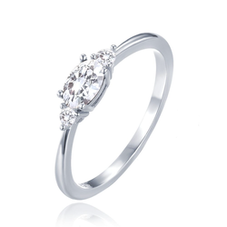 MINET Luxusní stříbrný prsten s bílými zirkony