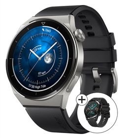 HUAWEI WATCH GT 3 Pro 46mm Odin-B19S Black Fluoroelastomer Strap 55028468 + Watch GT 2 46mm Black
