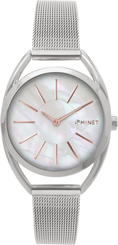 MINET Stříbrné dámské hodinky ICON PEARL MESH MWL5210