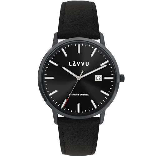 LAVVU Černé pánské hodinky Copenhagen Titanium Black