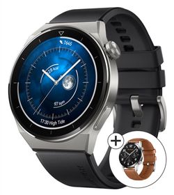 HUAWEI WATCH GT 3 Pro 46mm Odin-B19S Black Fluoroelastomer Strap 55028468 + Watch GT 2 46mm Brown