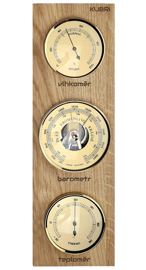 KUBRi 0221 - špičkový barometr s vynikající citlivostí v dubovém rámu