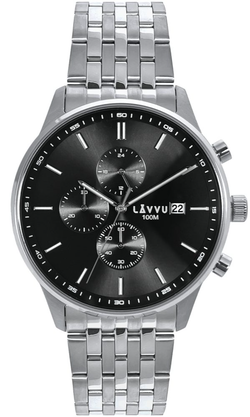 LAVVU Pánské hodinky YSTAD Chronograph Black s vodotěsností 100M LWM0251