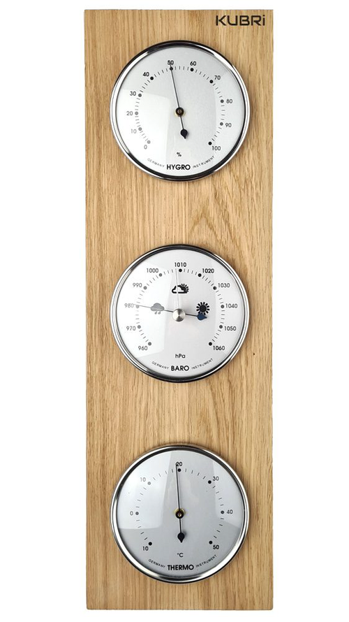 KUBRi 0222S - špičkový barometr s vynikající citlivostí v dubovém rámu