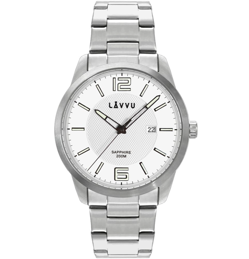 LAVVU LWM0190 Pánské hodinky se safírovým sklem DYKKER Silver