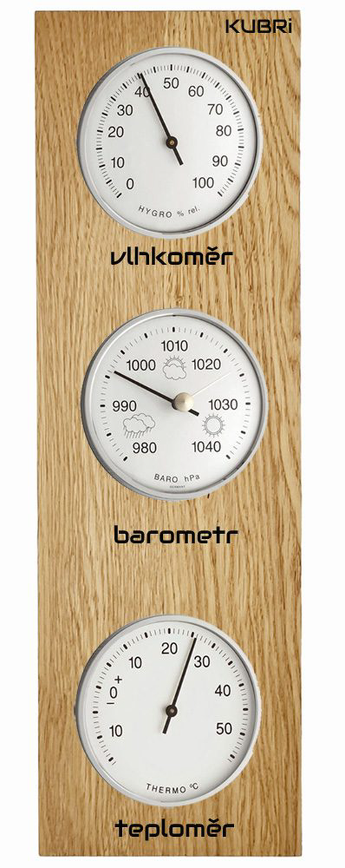 KUBRi 0221STF - špičkový barometr s vynikající citlivostí v dubovém rámu