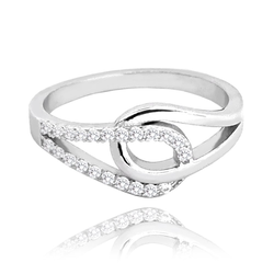 MINET Propletený stříbrný prsten se zirkony