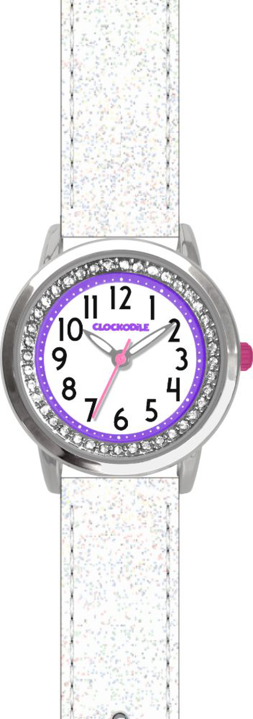 CLOCKODILE CWG5121 Bílé třpytivé dívčí dětské hodinky s kamínky SPARKLE