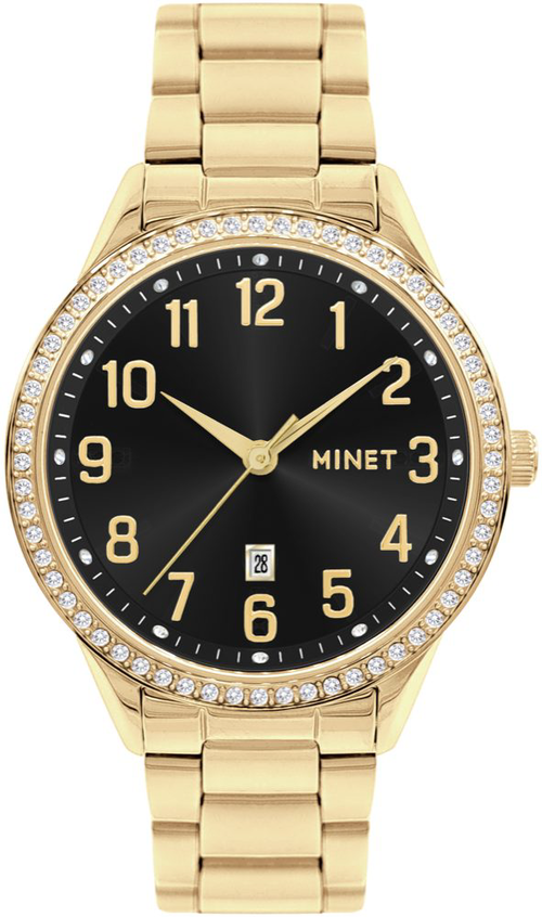 MINET Zlato-černé dámské hodinky Avenue s čísly MWL5313