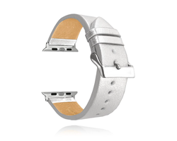 Stříbrný kožený řemínek MINET Top Grain pro APPLE WATCH 38-40 mm MSXAZS1