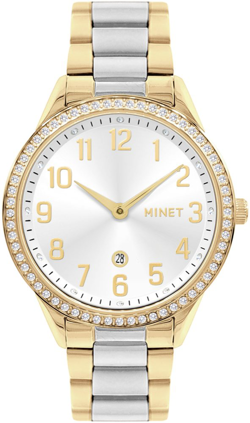 MINET Stříbrno-zlaté dámské hodinky AVENUE s čísly MWL5304