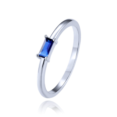 MINET Elegantní stříbrný prsten s modrým zirkonem