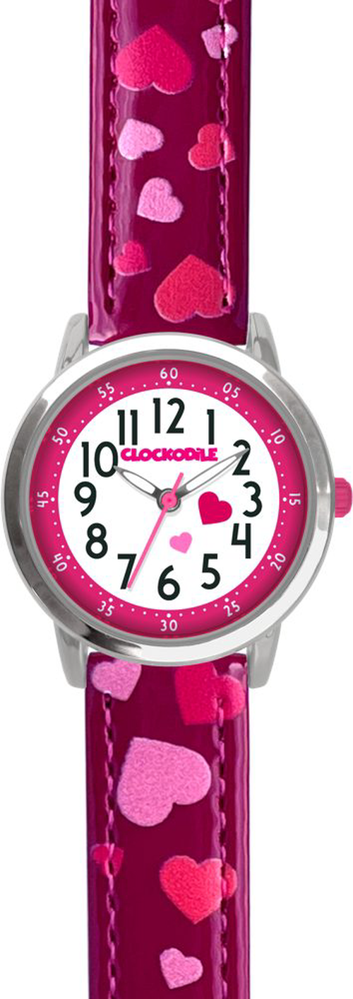 CLOCKODILE Růžové dívčí dětské hodinky se srdíčky