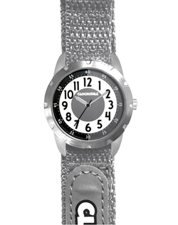 Šedé reflexní dětské hodinky na suchý zip CLOCKODILE REFLEX CWX0022