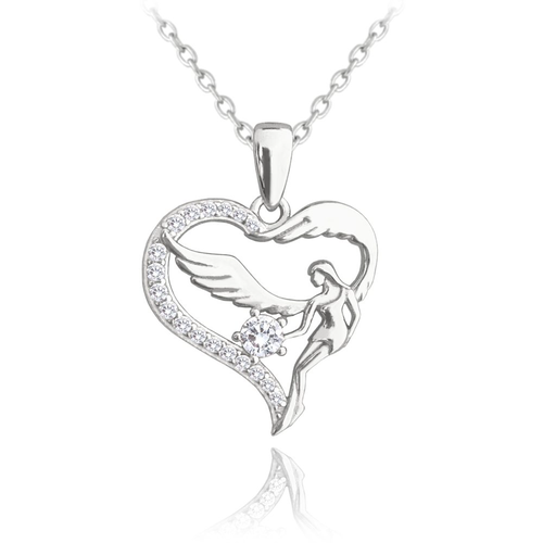 MINET Stříbrný náhrdelník ANDĚL se zirkonem