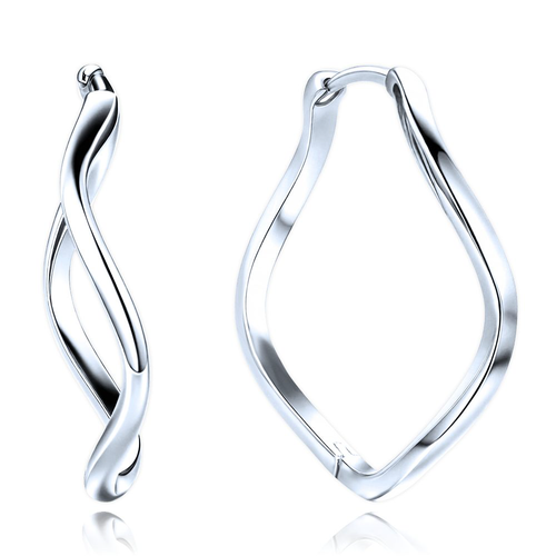 MINET Moderní stříbrné kroucené náušnice kroužky