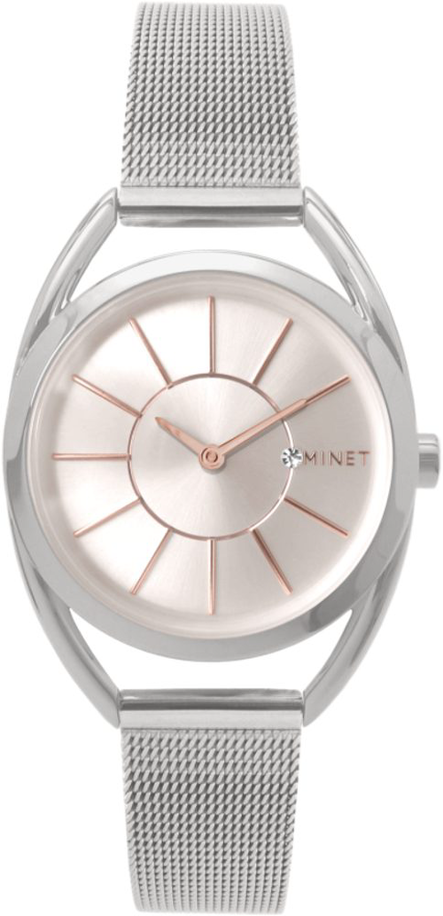Stříbrné dámské hodinky MINET ICON SILVER ROSE MESH MWL5010