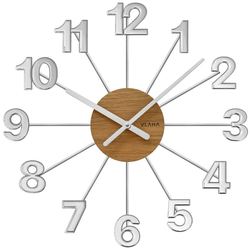 VLAHA Dřevěné stříbrné hodiny DESIGN vyrobené v Čechách se stříbrnými ručičkami ⌀42cm