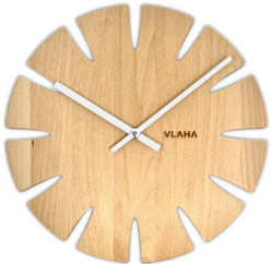 VLAHA Přírodní bukové hodiny vyrobené v Čechách se stříbrnými ručkami ⌀32,5cm
