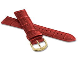 Červený prošitý řemínek CROCO se zlatou sponou - 20