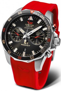 Vostok Europe N-1 Rocket Chrono Line 6S21-225A618S - Červený řemínek