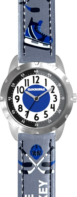 CLOCKODILE Svítící šedé chlapecké hodinky HOKEJ