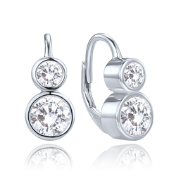 MINET Elegantní stříbrné náušnice s bílými zirkony