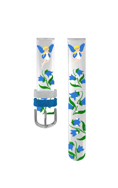 Stříbrný řemínek s modrými vílami k dětským hodinkám CLOCKODILE CSG5083