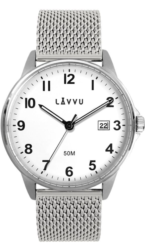 LAVVU Stříbrné hodinky GÖTEBORG MESH LWM0115