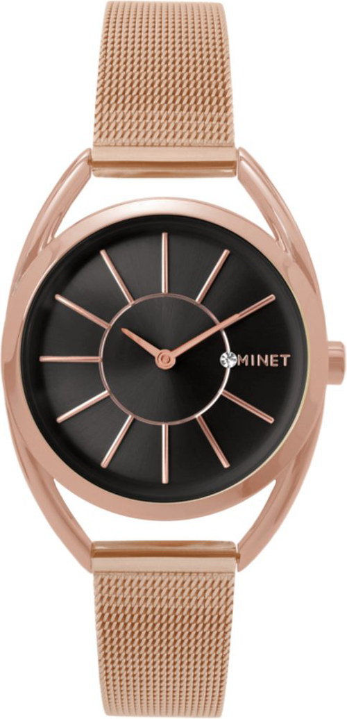 Růžovo-černé dámské hodinky MINET ICON ROSE GOLD BLACK MESH MWL5018
