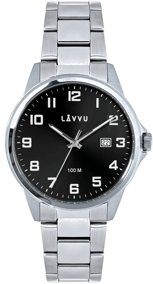 LAVVU Stylové pánské hodinky HAMRE Black 100M