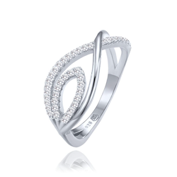 MINET Luxusní stříbrný prsten s bílými zirkony