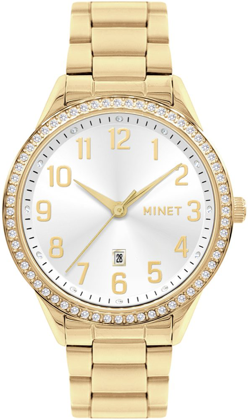 MINET Zlaté dámské hodinky Avenue s čísly MWL5319