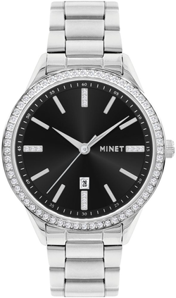 MINET Stříbrno-černé dámské hodinky Avenue MWL5316