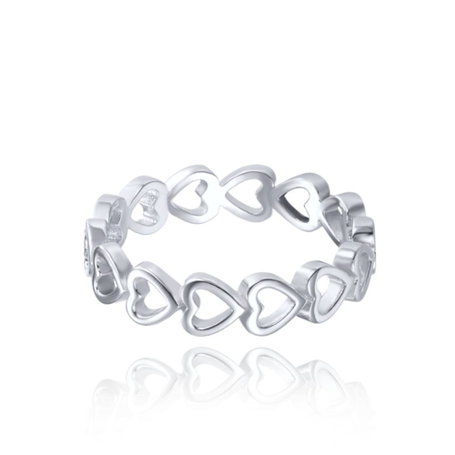 MINET Stříbrný prsten se srdíčky