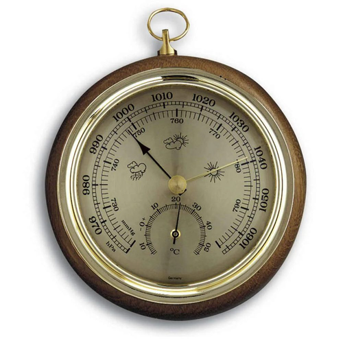 Barometr s teploměrem 108 mm na zavěšení - TFA 45.1000.01 - dub
