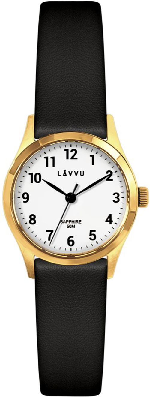 LAVVU Zlato-černé dámské hodinky SKIEN se safírovým sklíčkem