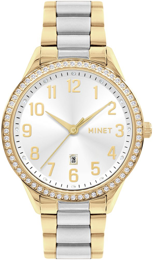 MINET Stříbrno-zlaté dámské hodinky Avenue s čísly MWL5318