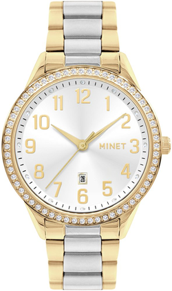MINET Stříbrno-zlaté dámské hodinky Avenue s čísly MWL5318