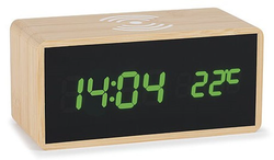 Atlanta 2602 - Digitální budík se zeleným LED displejem a bezdrátovým nabíjením pro telefon